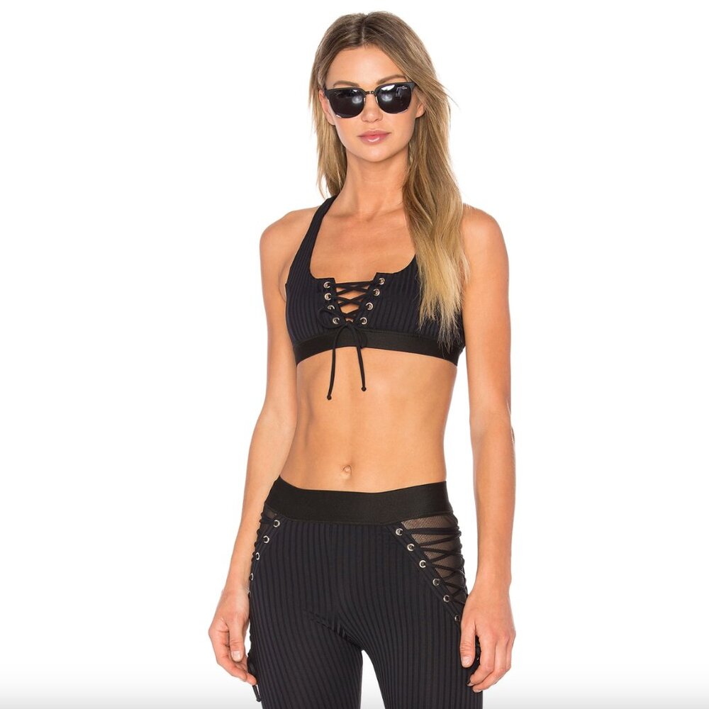 New Blue Life Fit Tied Up Sports Bra In Black, Size S